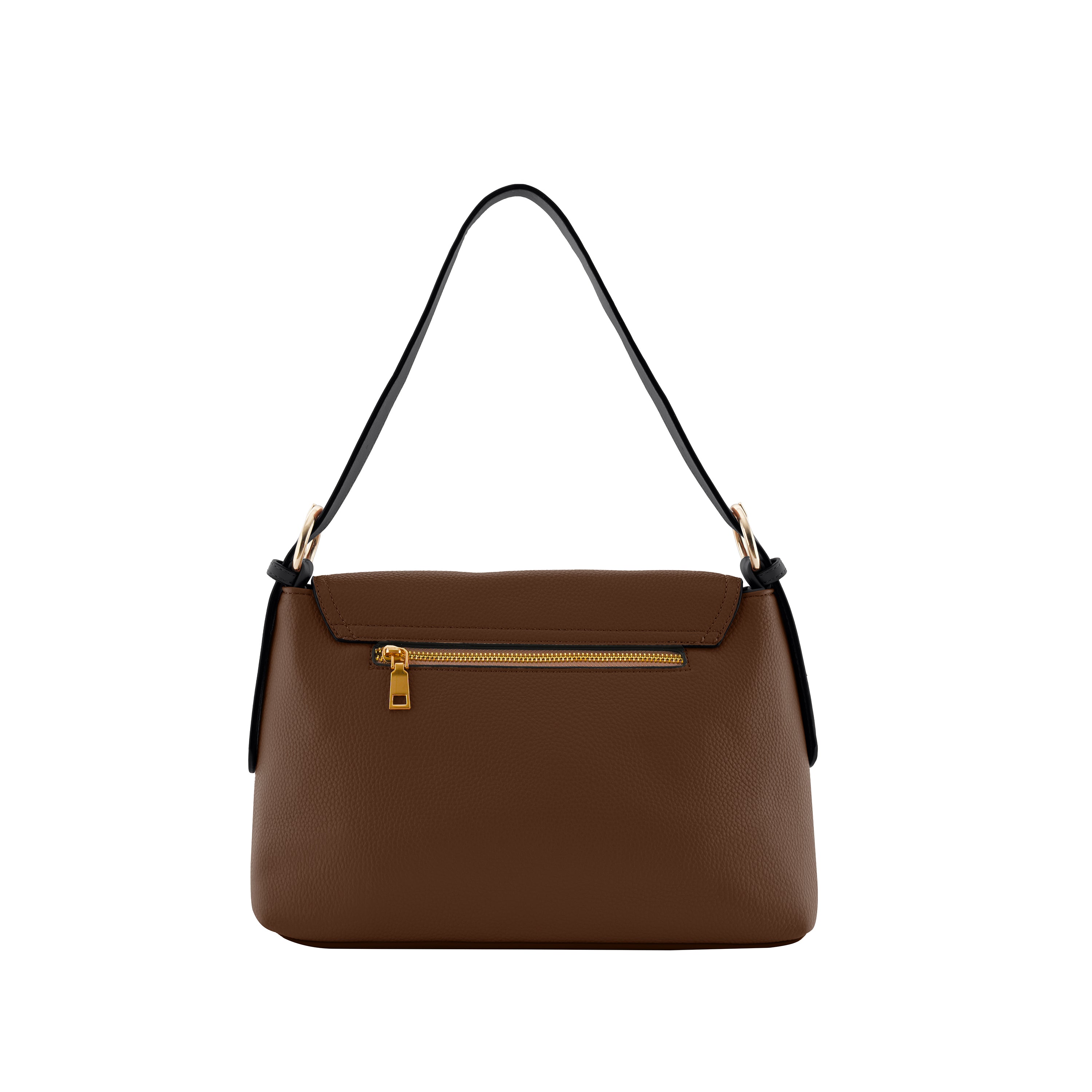 Foska Women's Shoulder Bag - Smooth PU Leather - Rectangular Nude Design - 31x20 cm