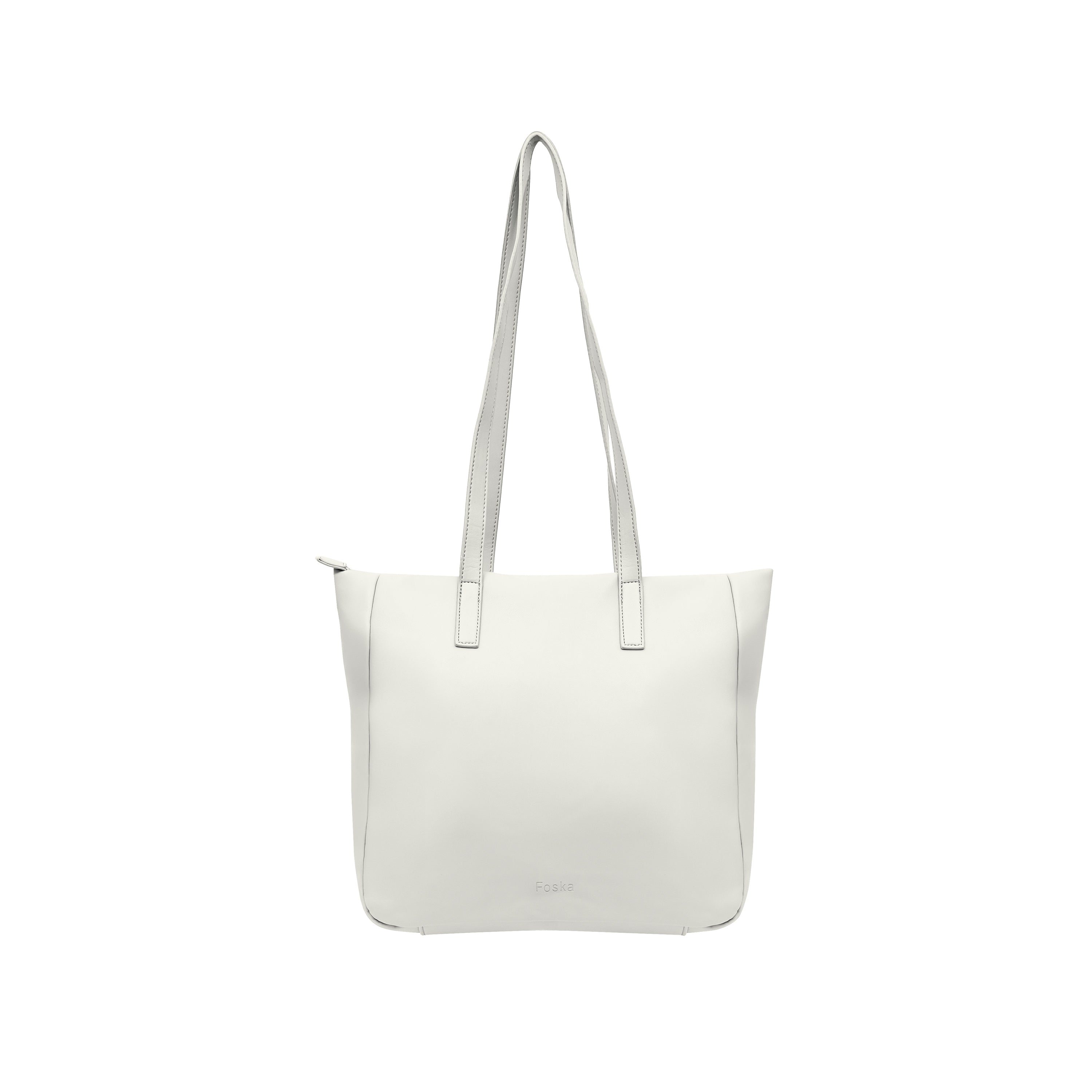 Foska Women's Large Tote & Shoulder Bag - Front Flap Pocket w/ Buckle - Light Beige Nude - 36x31 cm