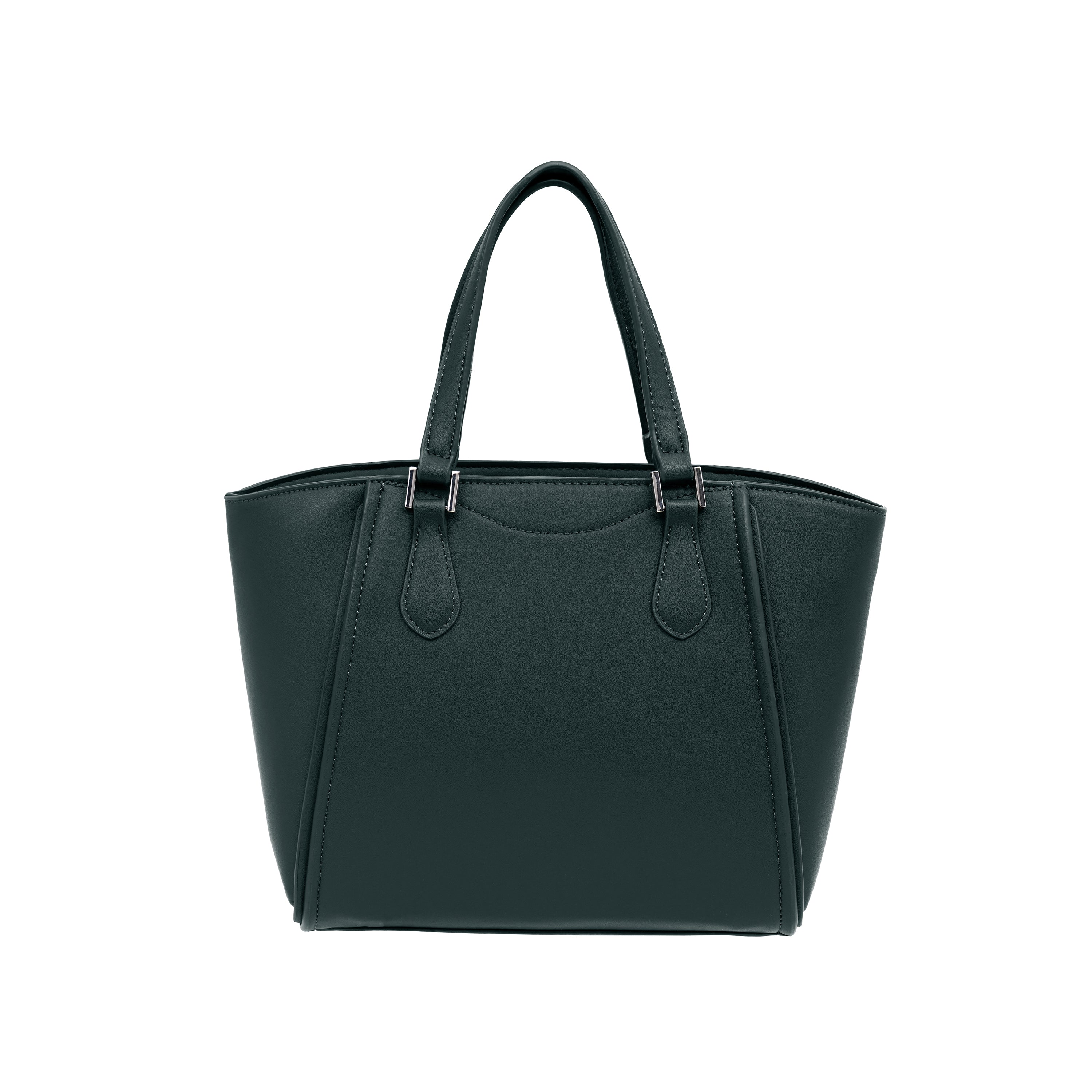 Foska Women's Large Structured Tote & Shoulder Bag - Brown - black - Dark Green - 35.5x29 cm