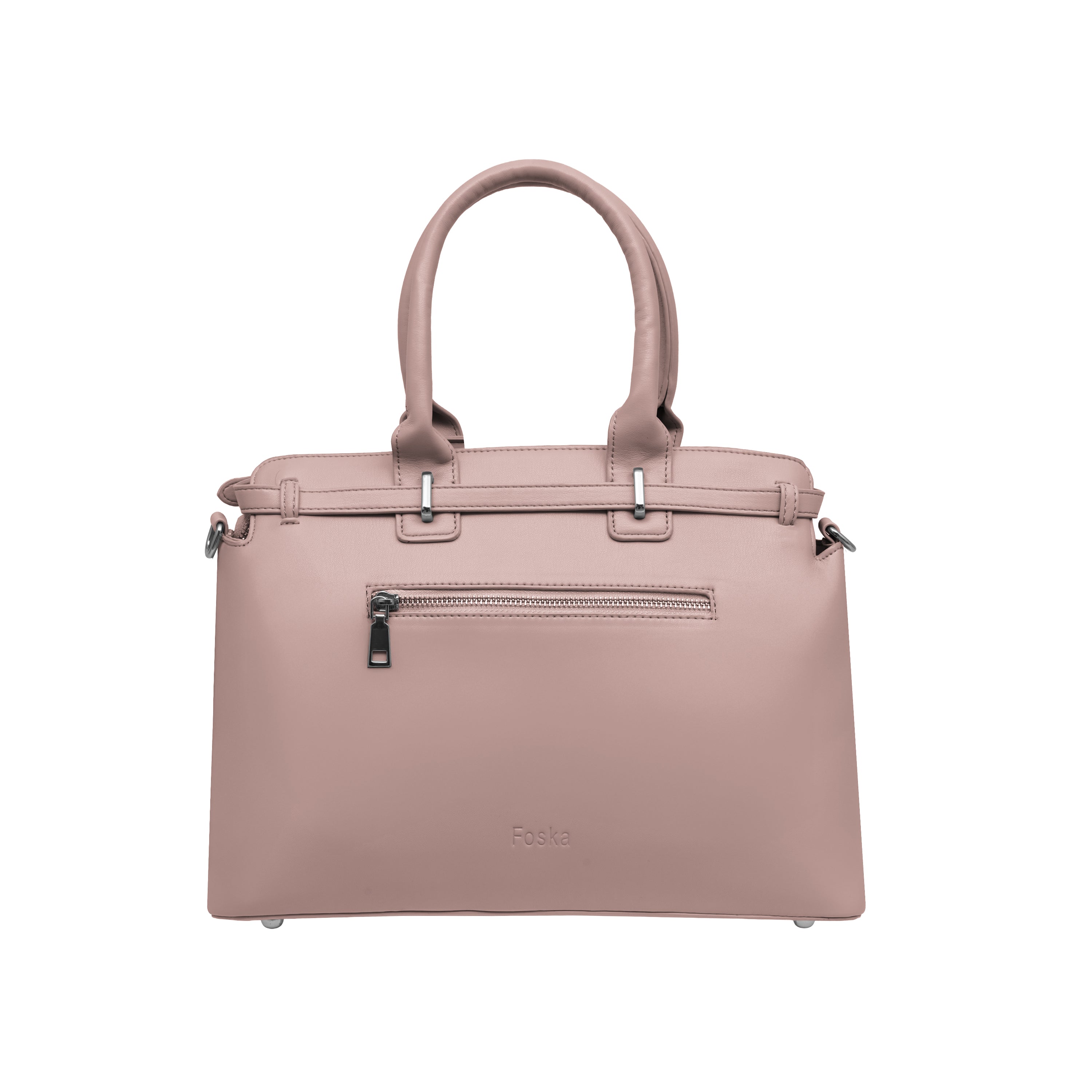 Foska Women's Versatile Fashion Tote Bag – Shoulder Handbag -Metal Chain Detail Black - Pink - Khaki - 33x27 cm