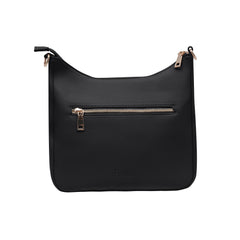 Foska Women's Hobo Cross-Body Bag - Smooth PU Leather - Black - WHITE - APRICOT - 26x25 cm