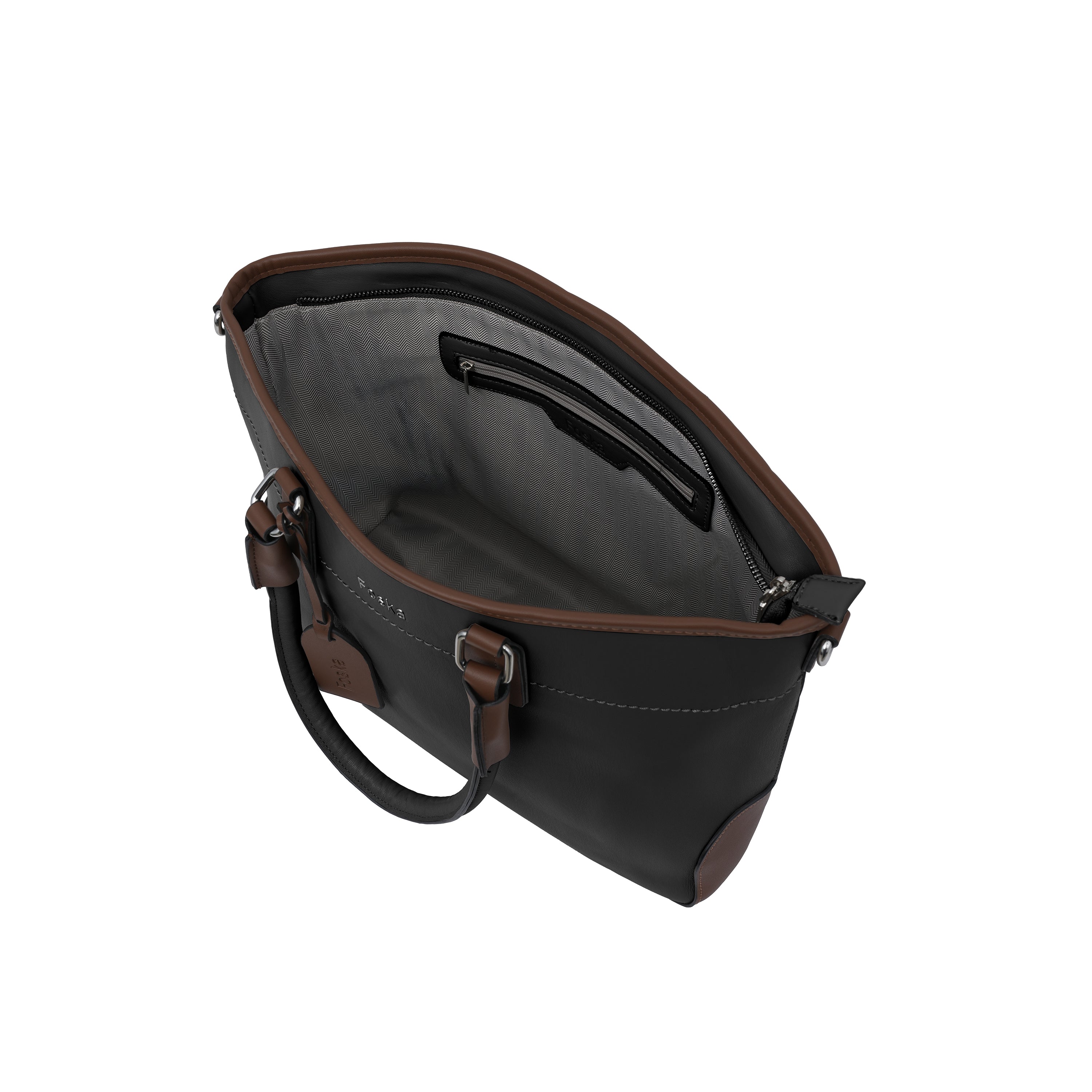 Foska Women's Wide Tote & Shoulder Bag - Two-Tone Design - 43x27 cm