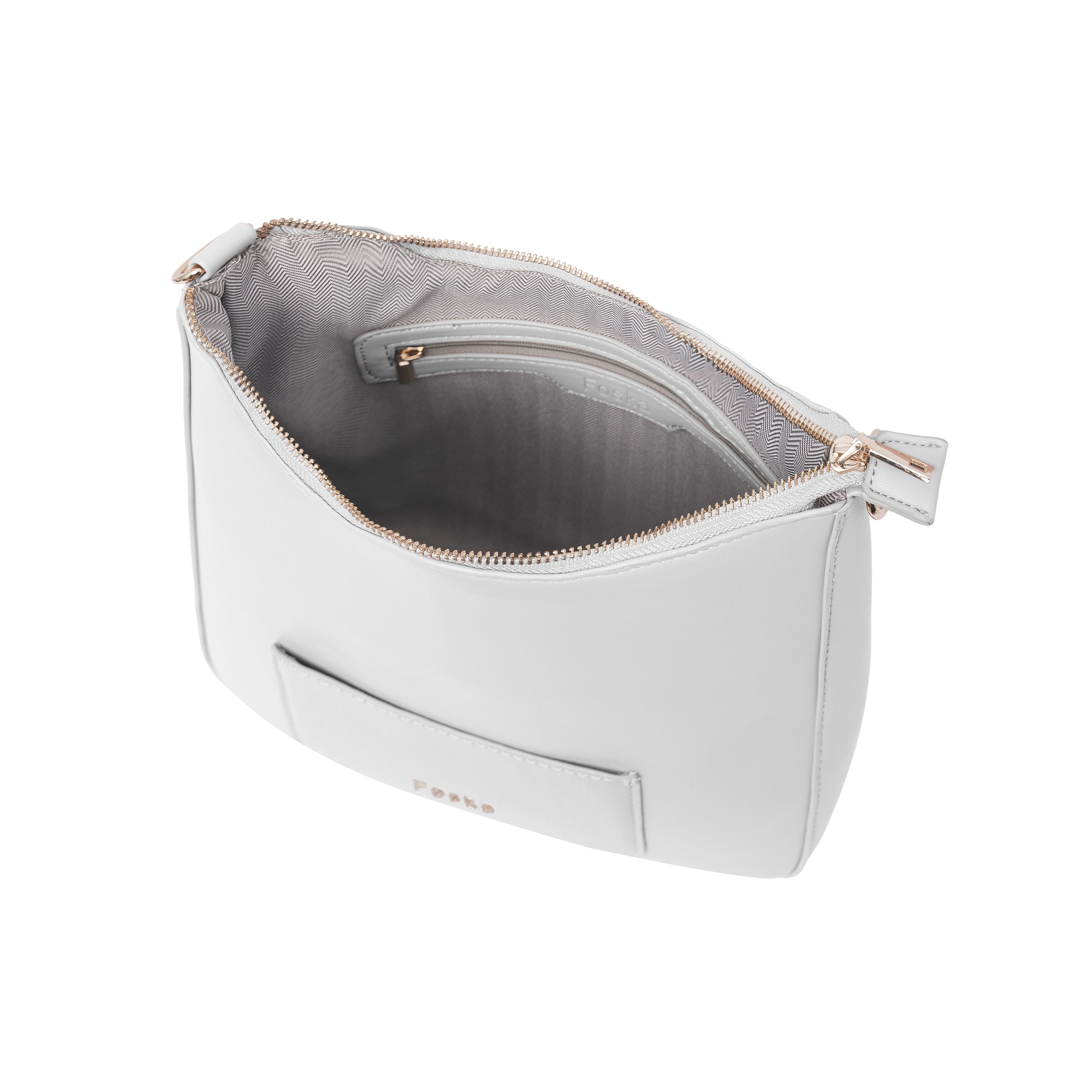 Foska Women's Hobo Cross-Body Bag - Smooth PU Leather - Black - WHITE - APRICOT - 26x25 cm