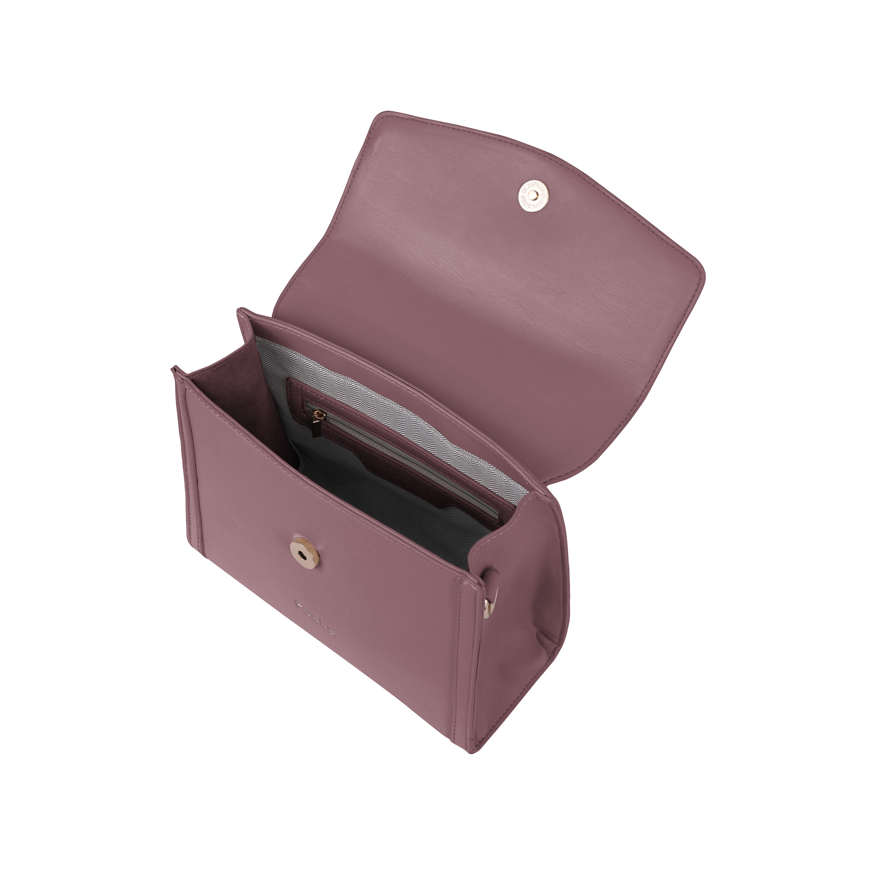 Foska Women's Mini Top Handle Cross-Body Bag - Flap Design Dusty Rose - 23x20 cm