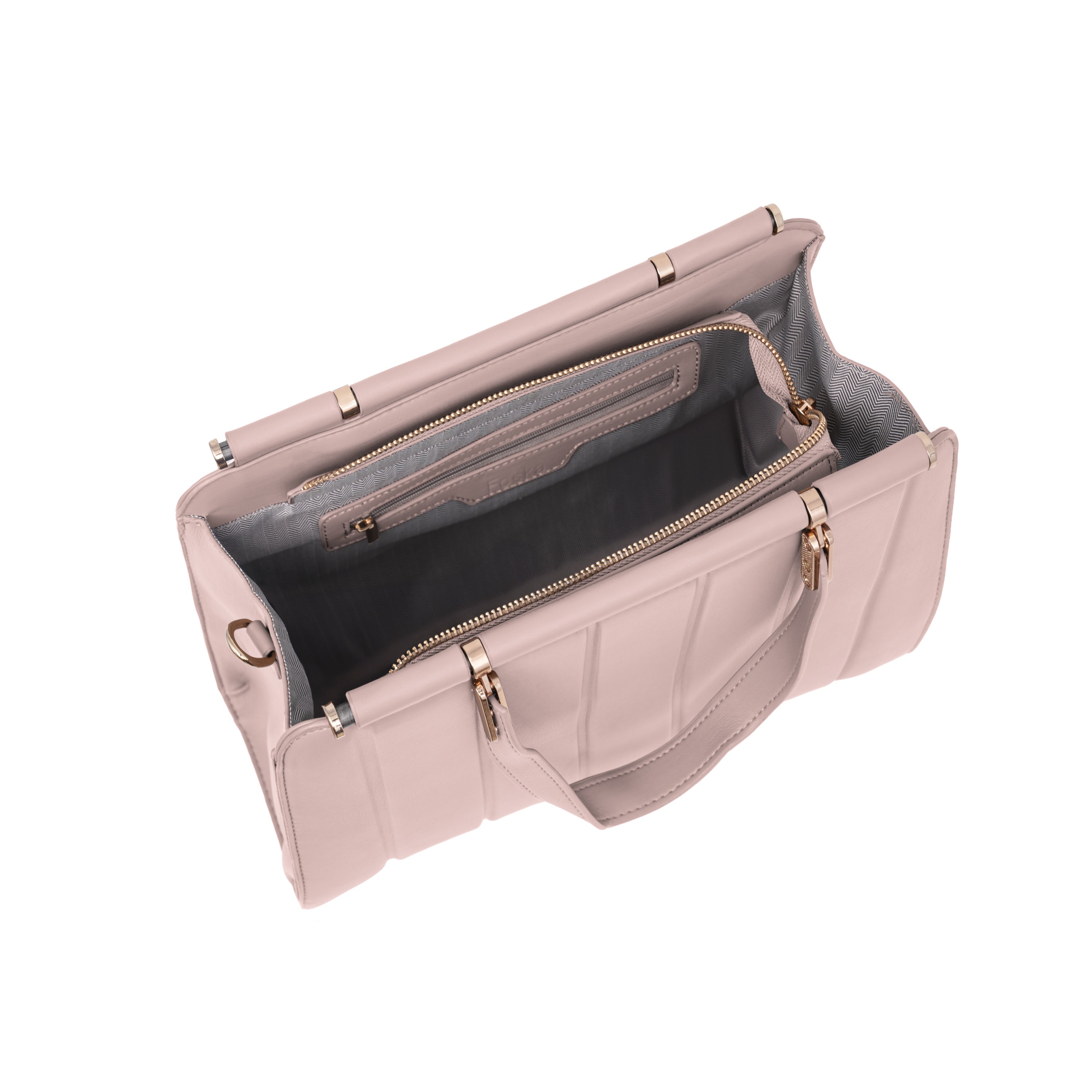 Foska Women's Shoulder Bag - Classic Smooth PU Leather - Black, Khaki, Pink - 36x25.5 cm