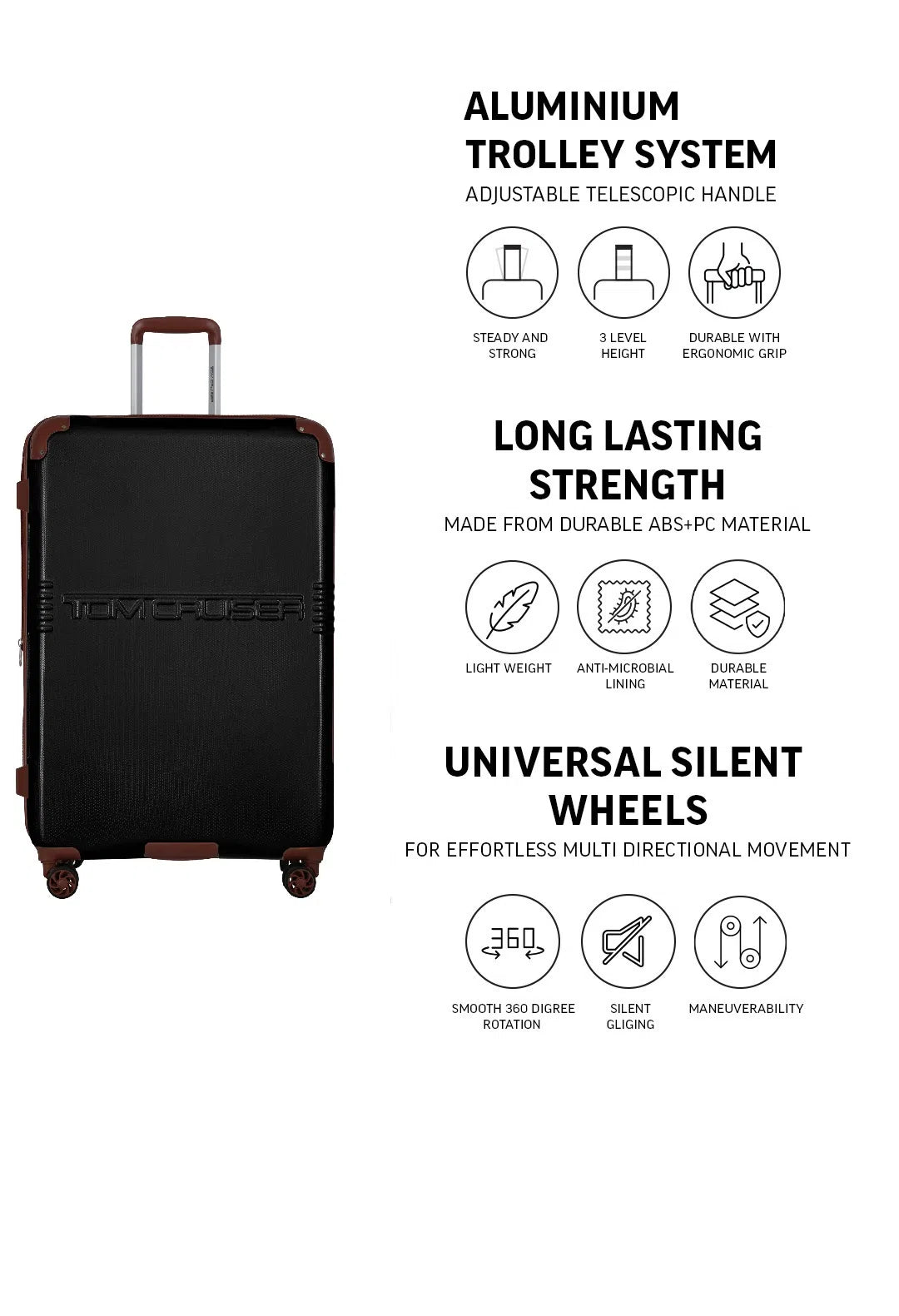 TOMCRUISER GRAND TOUR HARD TROLLEY 24, 28 inch BLACK