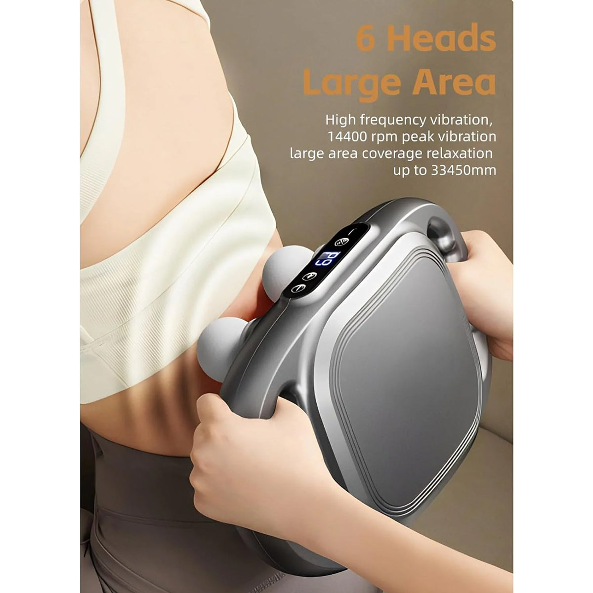6 Head Massage Gun Deep Tissue, Percussion Massager Gun with 9 Levels & 9 Modes, Electric Massager Tool for Back, Neck, Leg, Full Body Muscle Pain Relief