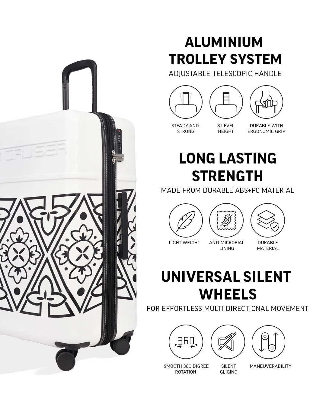 TOMCRUISER VISION HARD TROLLEY inch WHITE (20,24,28)