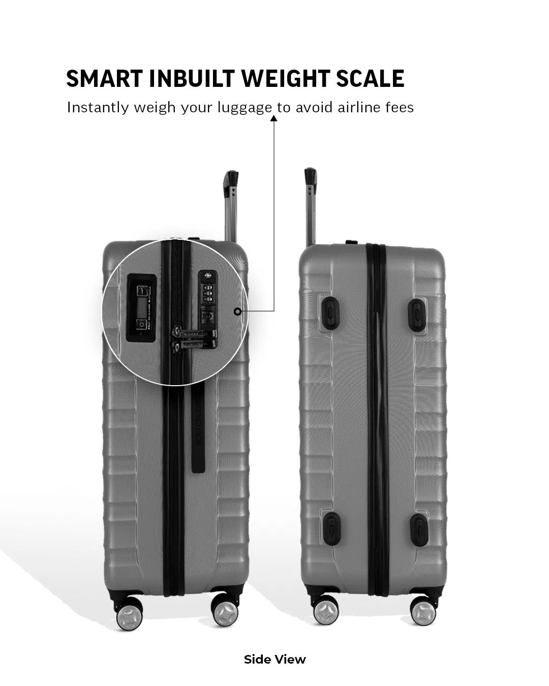 TOMCRUISER PREMIER SMART SCALE HARD TROLLEY 20, 24, 28 inch  SILVER
