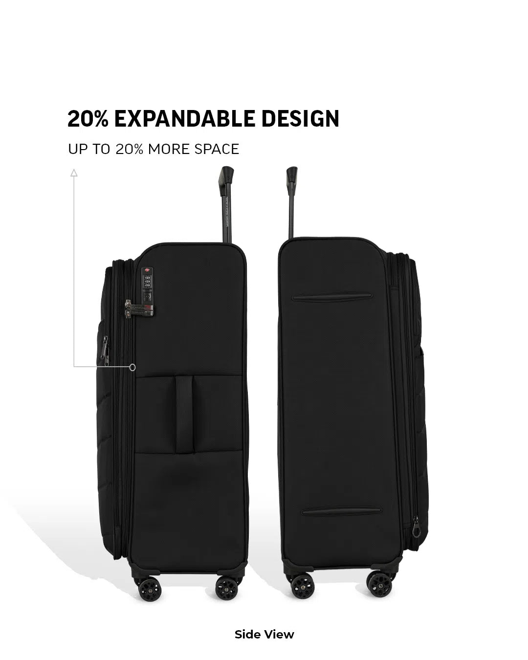 TOMCRUISER ELITE SOFT LUGGAGE TROLLEY 20,24,28 BLACK