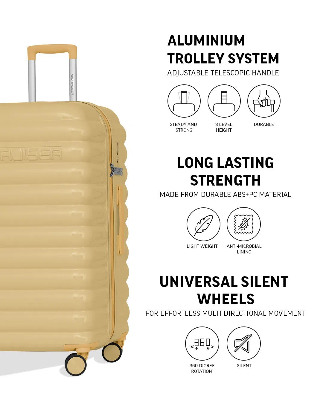 TOMCRUISER CLOUD HARD TROLLEY 20,24,28 inch YELLOW