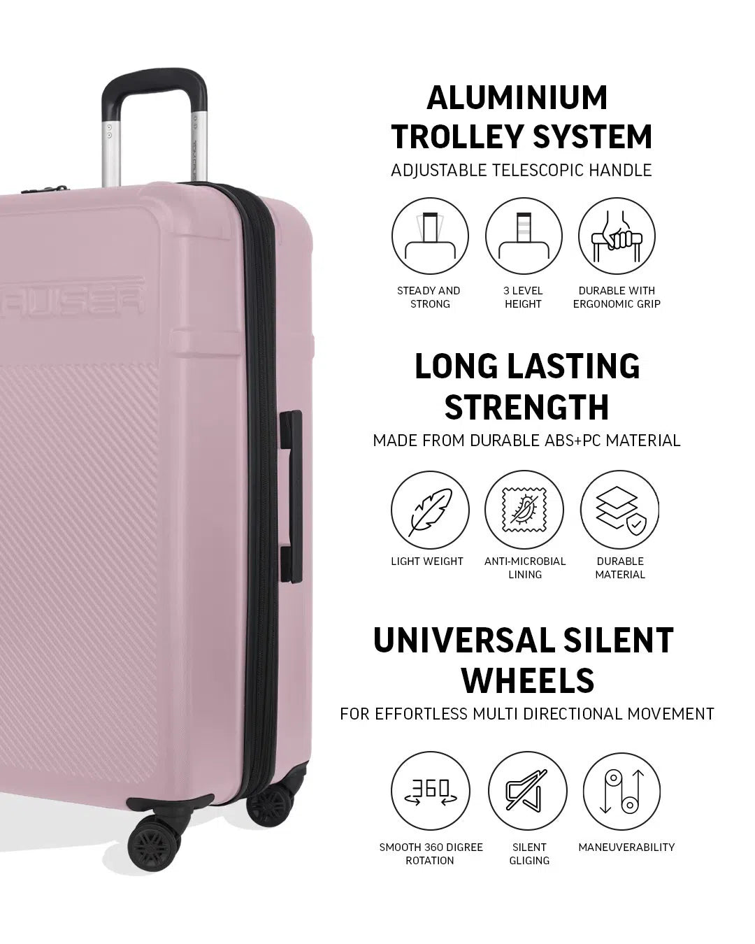 TOMCRUISER STORY HARD TROLLEY SET PINK, Black, Yellow (3pc)