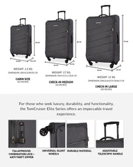 TOMCRUISER ELITE SOFT LUGGAGE TROLLEY 20,24,28 GRAY