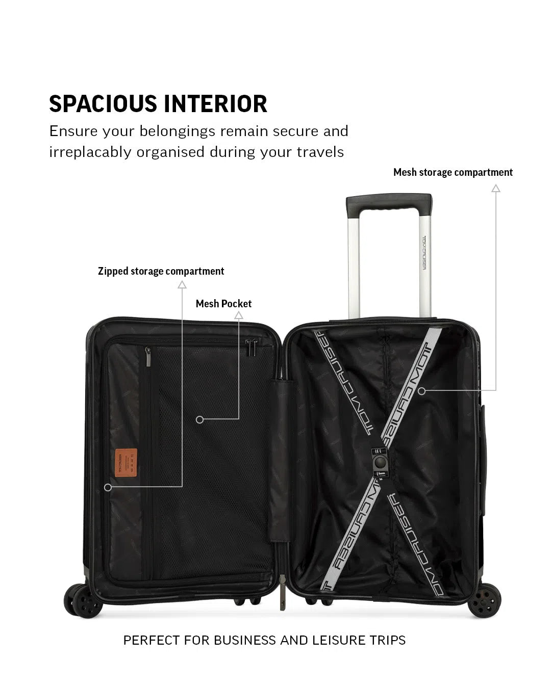 TOMCRUISER JET SETTER HARD TROLLEY 20 inch BLACK (TC-HT-116)
