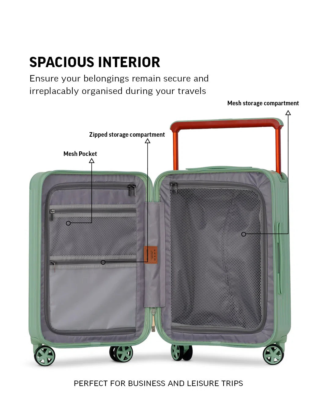 TOMCRUISER WIDER HARD TROLLEY 20 inch GREEN (TC-HT-111)