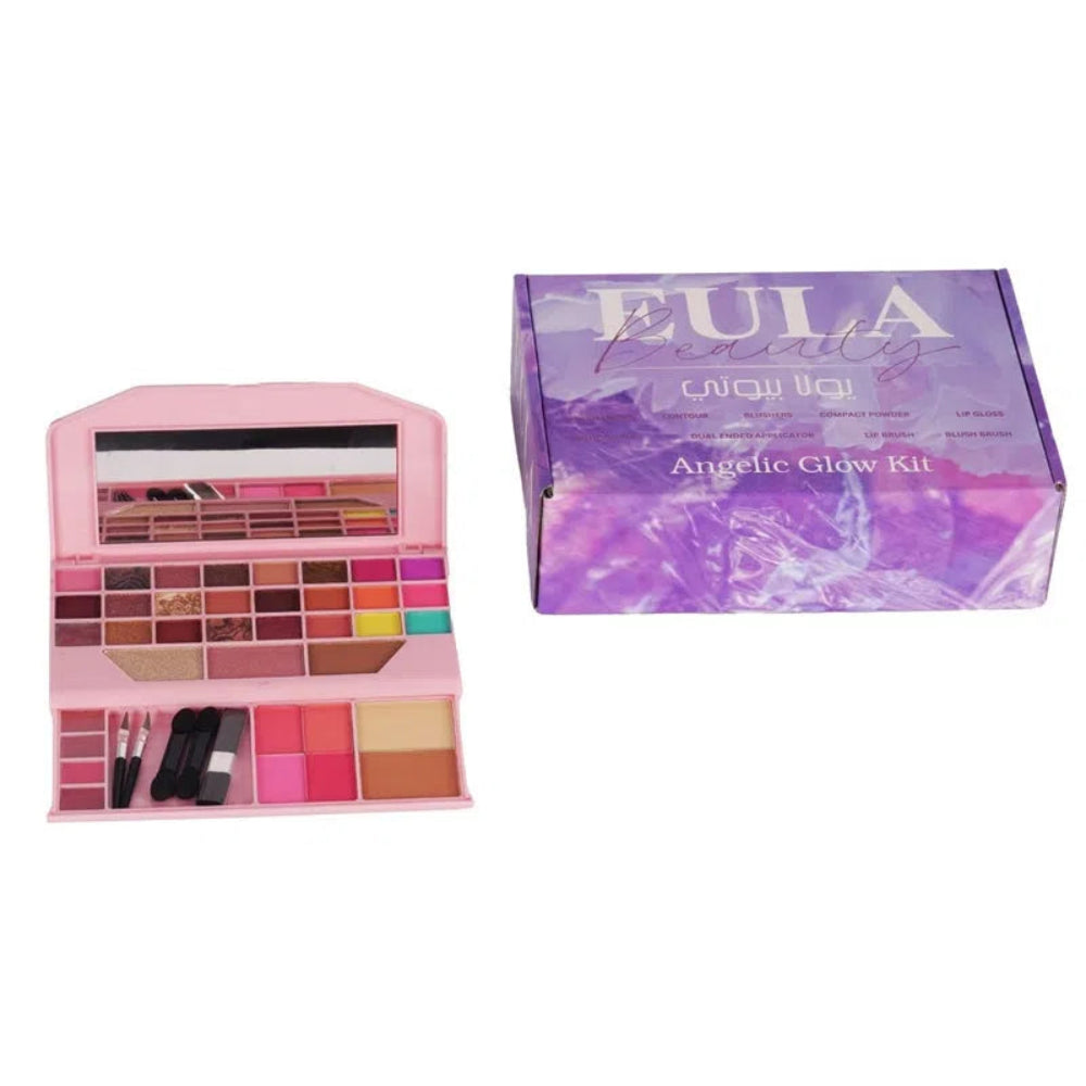 Beauty All-in-One Makeup Kit - Angelic Glow - Eyeshadows, Contour, Highlighter, Compact Powder, Blushers & Lip Gloss | Full Face Makeup Palette for Women & Girls