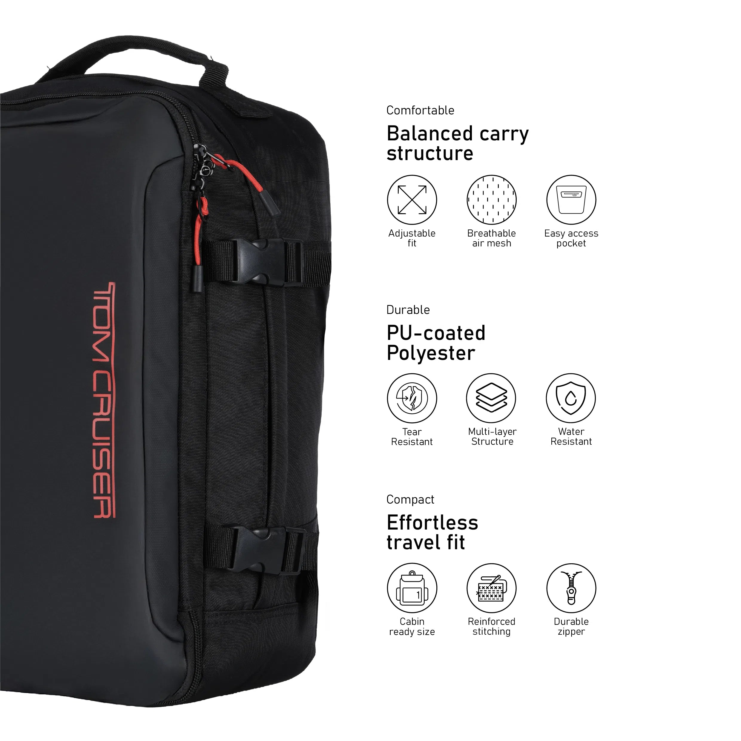 TOM CRUISER GRAND TOUR - SOFT EDITION BACK PACK BLACK, LIGHT GREY, NAVY