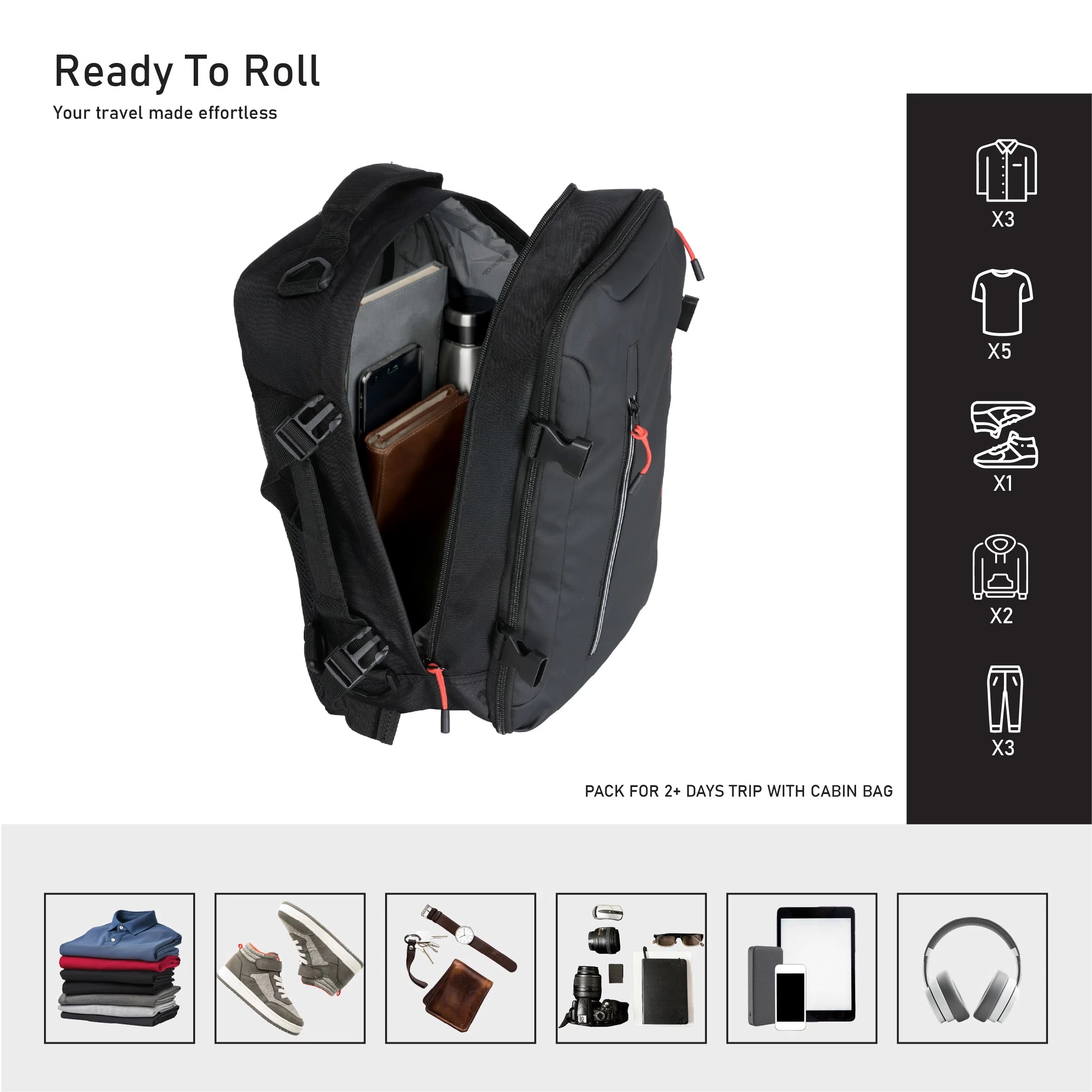 TOM CRUISER GRAND TOUR - SOFT EDITION BACK PACK BLACK, LIGHT GREY, NAVY