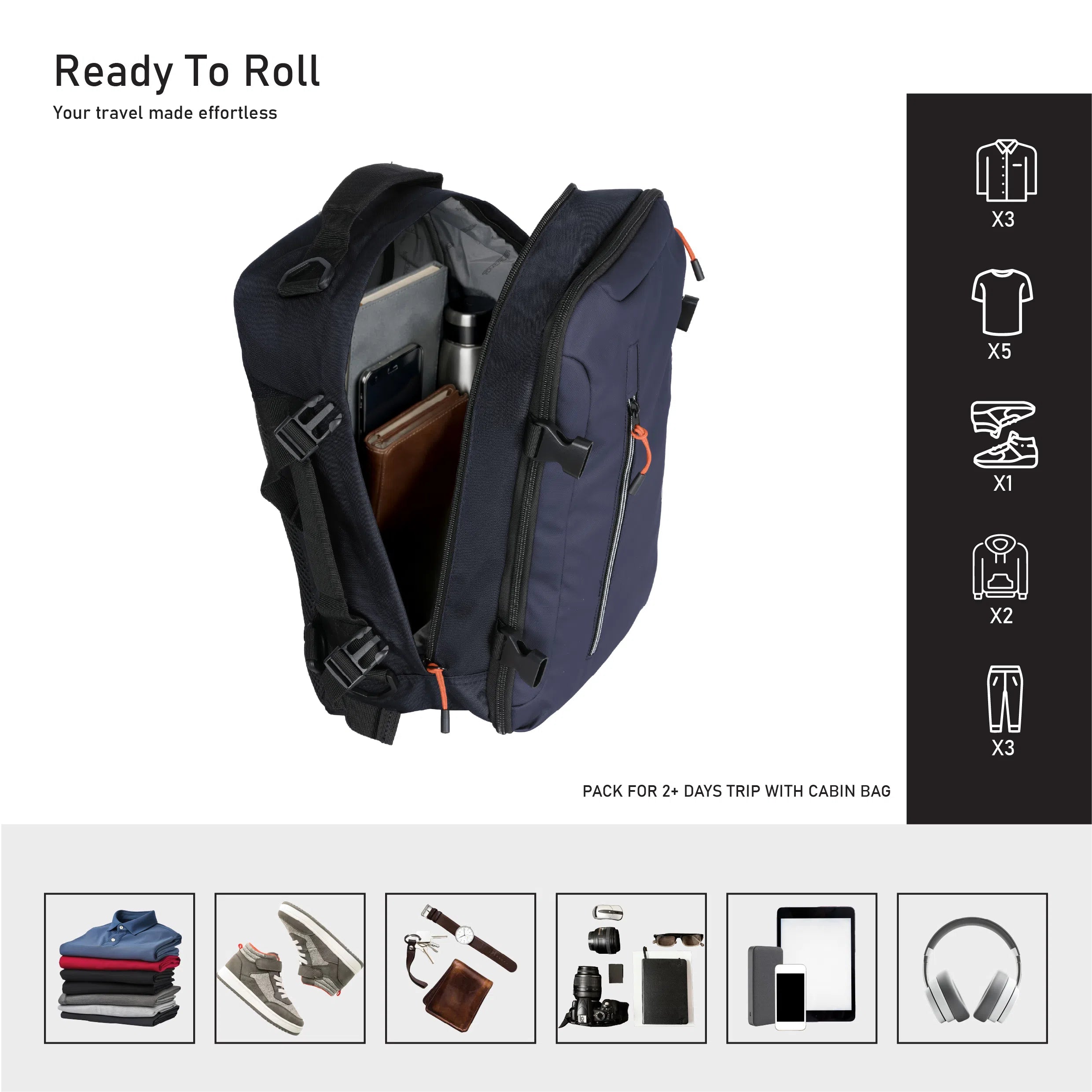 TOM CRUISER GRAND TOUR - SOFT EDITION BACK PACK BLACK, LIGHT GREY, NAVY