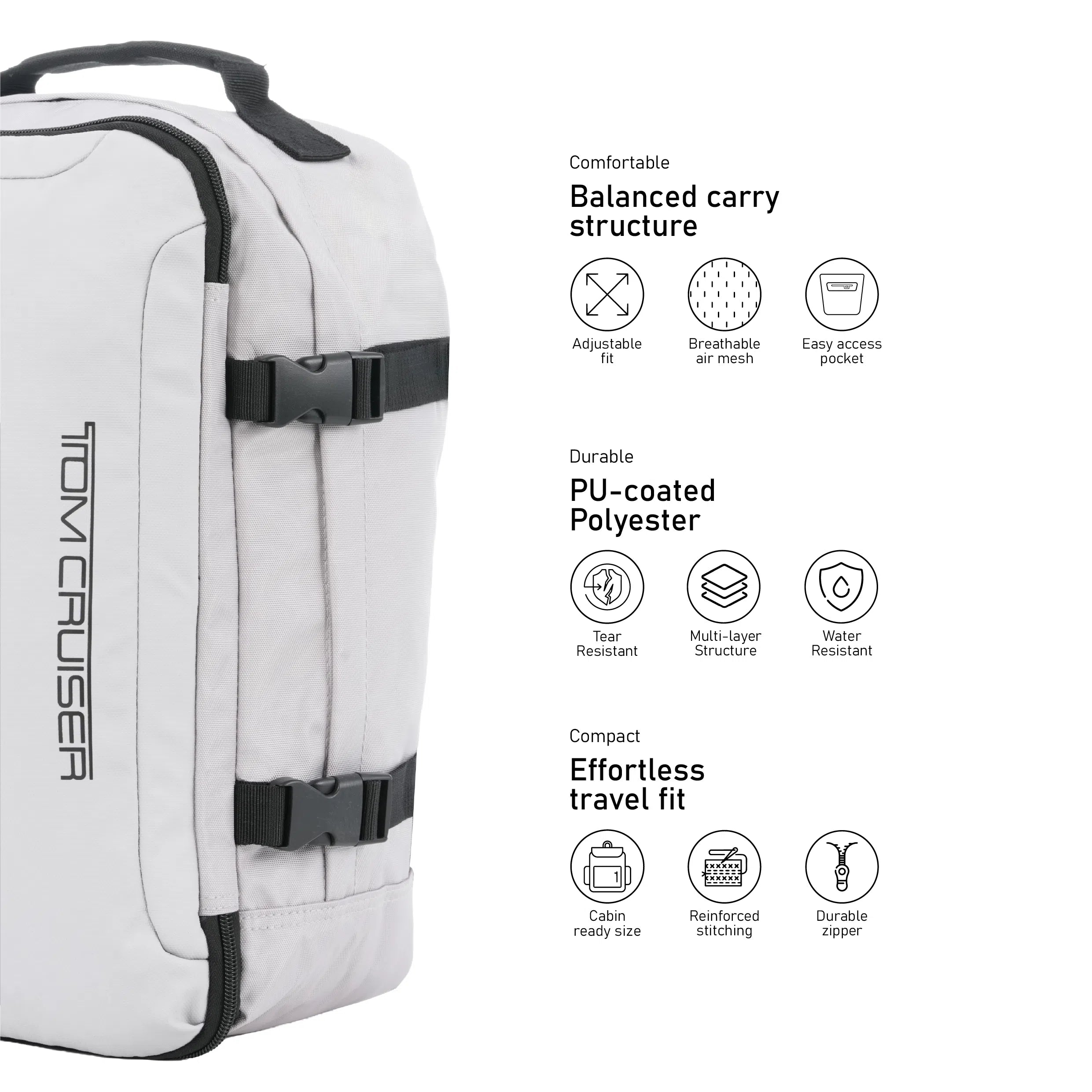 TOM CRUISER GRAND TOUR - SOFT EDITION BACK PACK BLACK, LIGHT GREY, NAVY