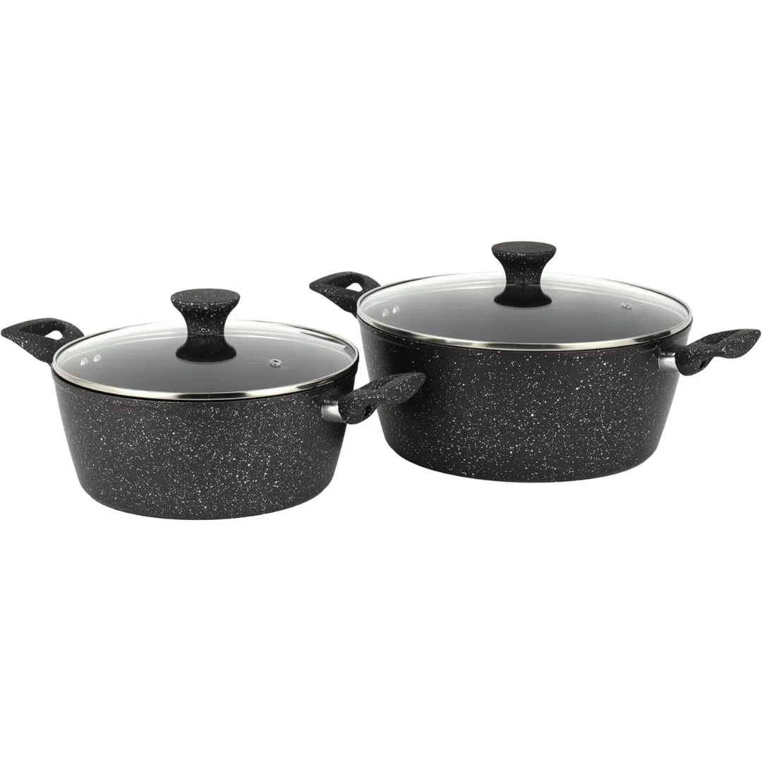 8pcs Forged Aluminum Cookware Set RF12771 Durable Nonstick Ceramic Coating with 4-Layer Construction, Tempered Glass Lid Includes Casseroles, Wokpan, Saucepan, Fry Pan, Pizza Pan