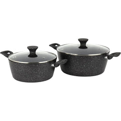 8pcs Forged Aluminum Cookware Set RF12771 Durable Nonstick Ceramic Coating with 4-Layer Construction, Tempered Glass Lid Includes Casseroles, Wokpan, Saucepan, Fry Pan, Pizza Pan