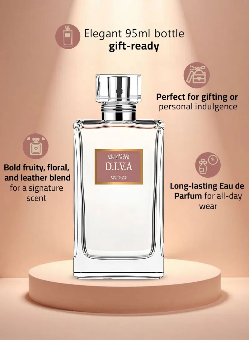 Women's Perfume D.I.V.A Eau de Parfum for Women – 95ml | Bold Fruity Floral Leather Perfume