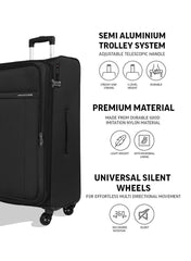 TOMCRUISER ATLAS SOFT LUGGAGE TROLLEY 20" 24" 28" inch BLACK