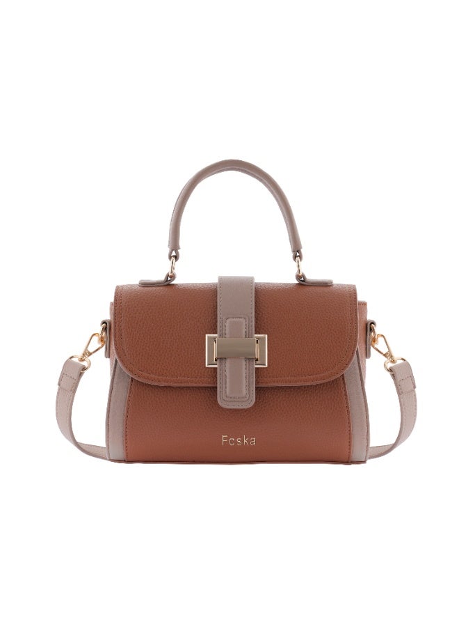 Foska Elegant Women's Crossbody & Shoulder Bag - Brown - Black - Chic Top Handle Handbag