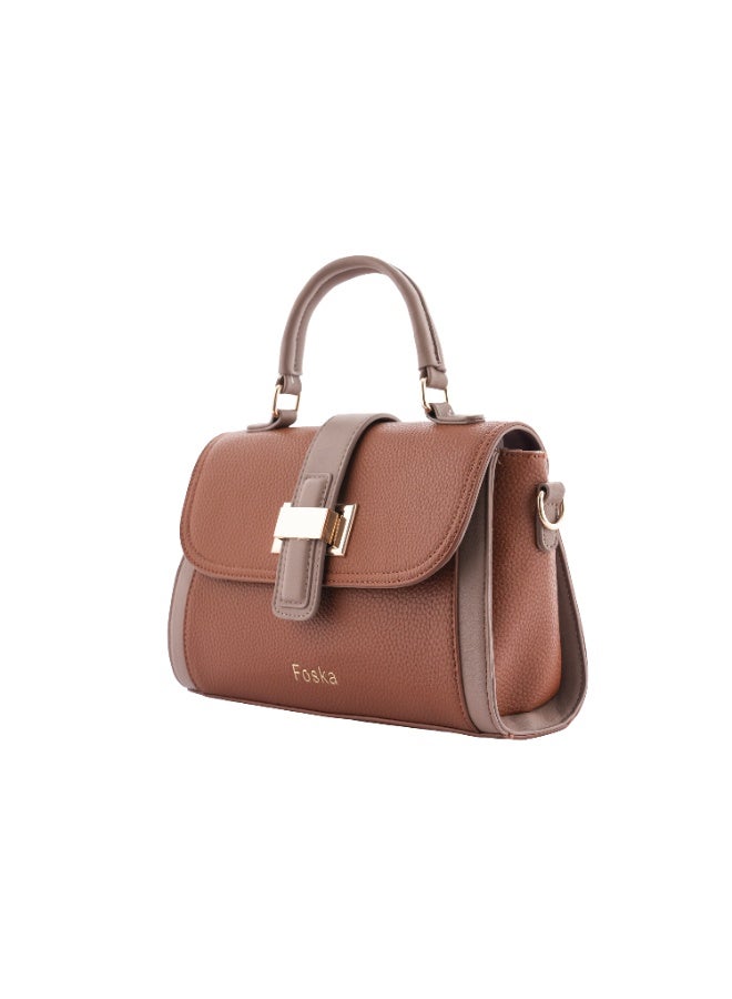Foska Elegant Women's Crossbody & Shoulder Bag - Brown - Black - Chic Top Handle Handbag