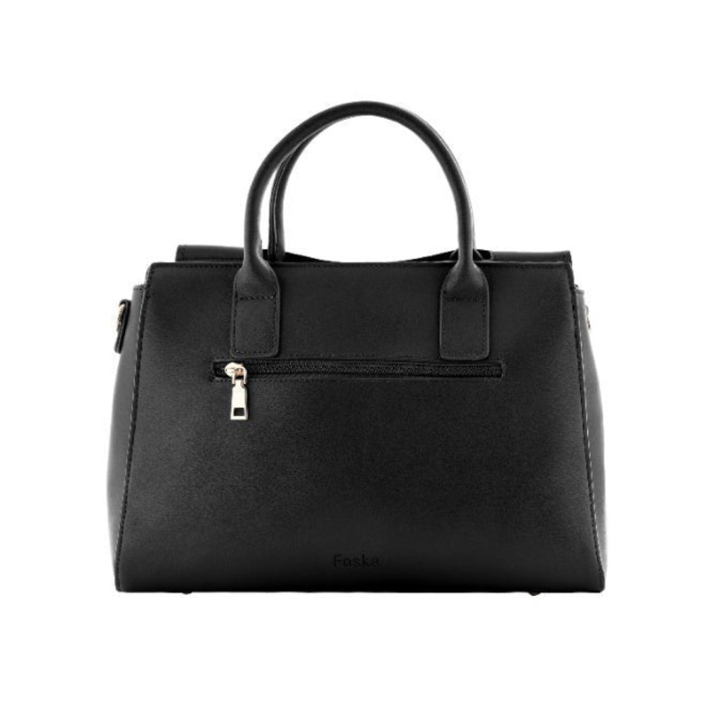Foska Women's Classic Crossbody & Shoulder Bag - Black - Dark Blue Top Handle Handbag, Premium PU Leather