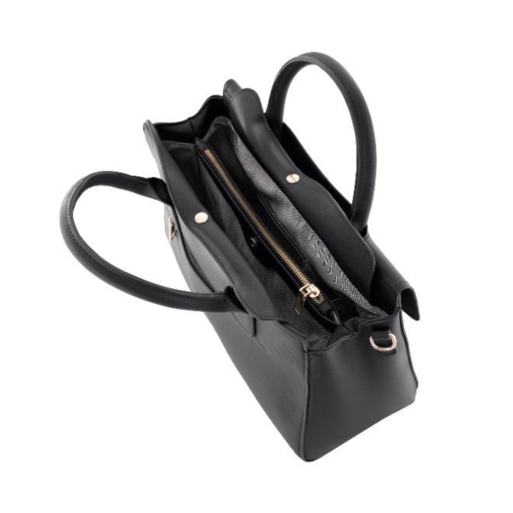 Foska Women's Classic Crossbody & Shoulder Bag - Black - Dark Blue Top Handle Handbag, Premium PU Leather