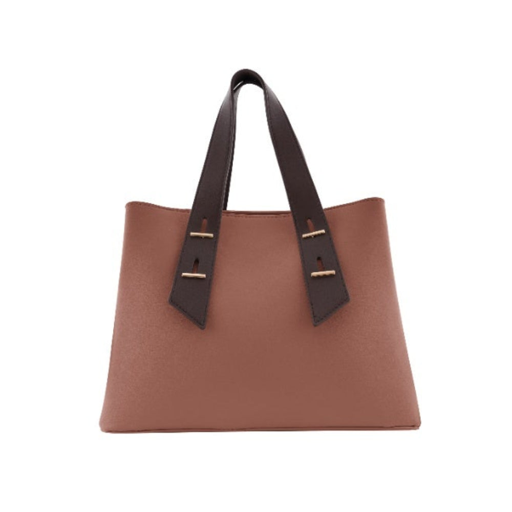 Foska Women's Elegant Tote & Shoulder Bag - Premium PU Leather - Brown - Black