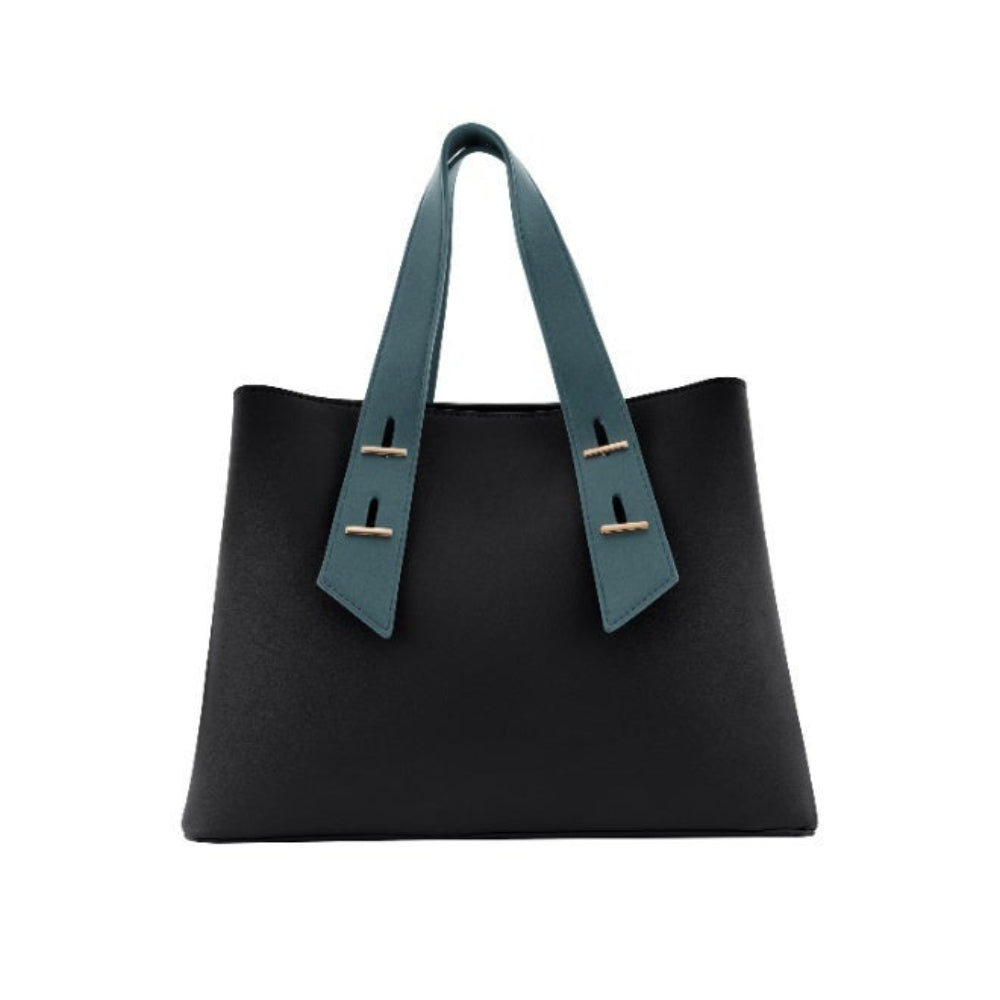 Foska Women's Elegant Tote & Shoulder Bag - Premium PU Leather - Brown - Black