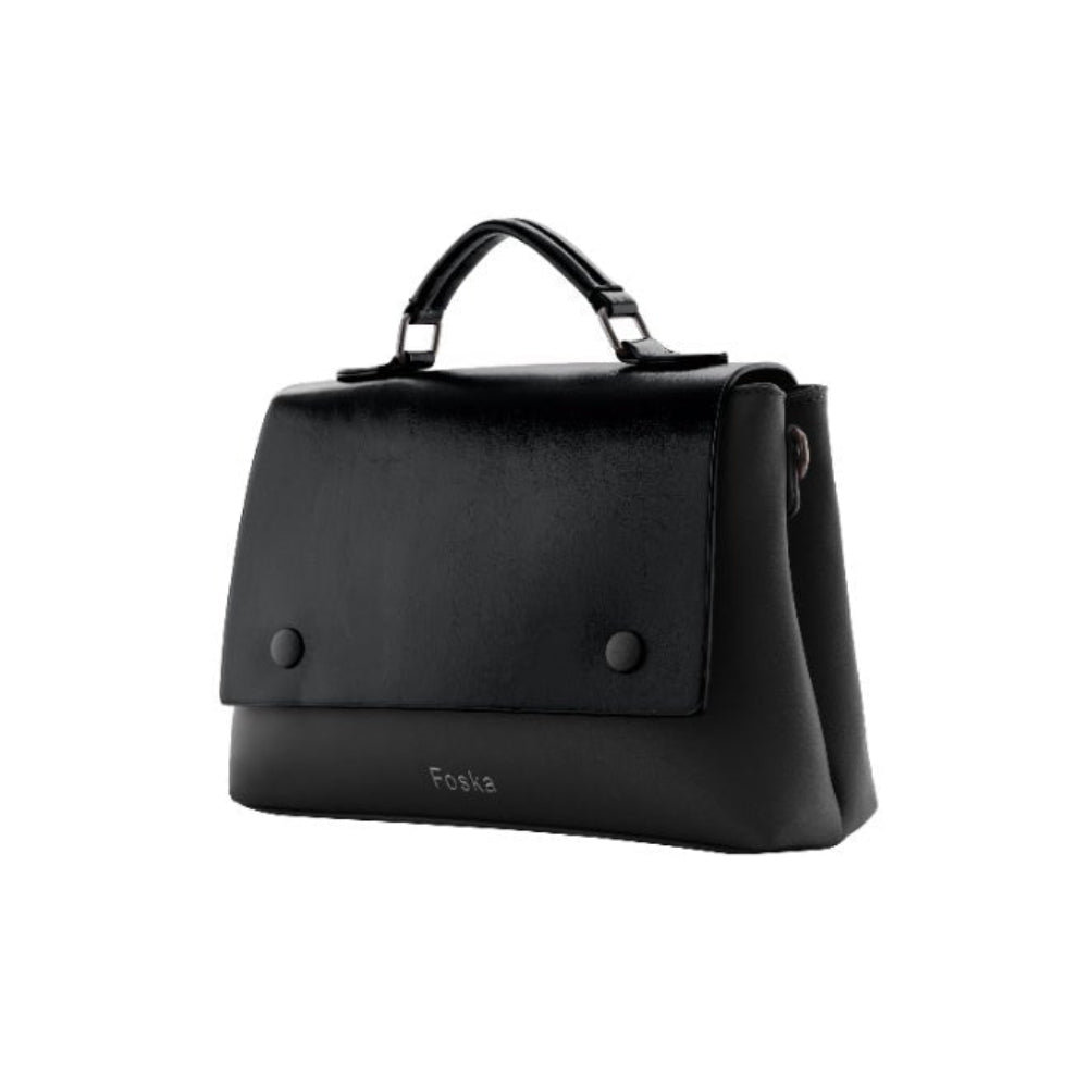 Foska Women's Crossbody & Shoulder Bag with Scarf - Top Handle Handbag Brown - Black - Dark Blue