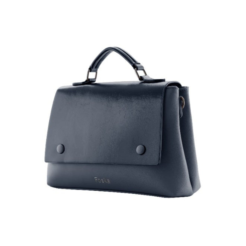 Foska Women's Crossbody & Shoulder Bag with Scarf - Top Handle Handbag Brown - Black - Dark Blue