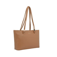 Foska Women's Large Tote & Shoulder Bag - Smooth PU Leather - Dark Green - Light Brown - 31.5x30 cm