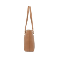 Foska Women's Large Tote & Shoulder Bag - Smooth PU Leather - Dark Green - Light Brown - 31.5x30 cm