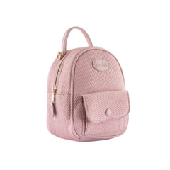 Foska Women's Mini Backpack & Crossbody Bag - Canvas Fabric - Beige - 16x21 cm