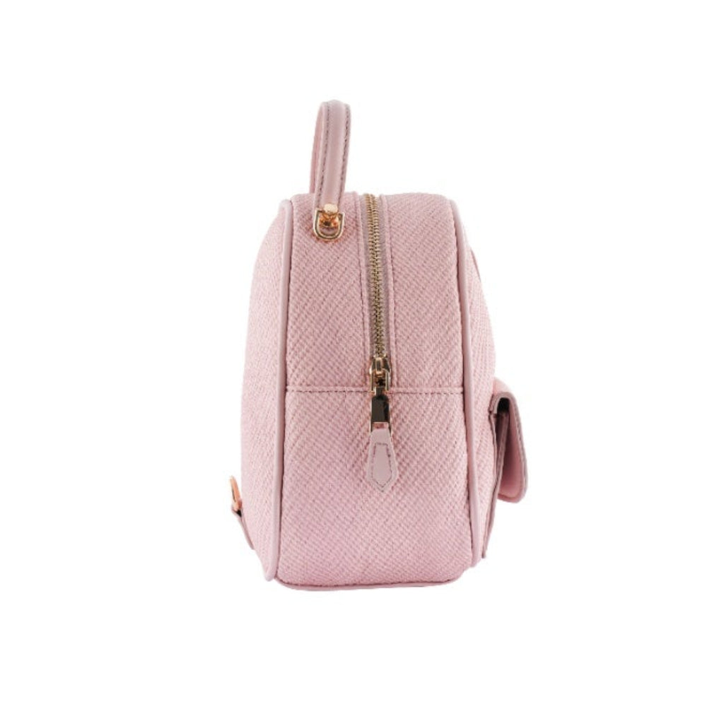 Foska Women's Mini Backpack & Crossbody Bag - Canvas Fabric - Beige - 16x21 cm
