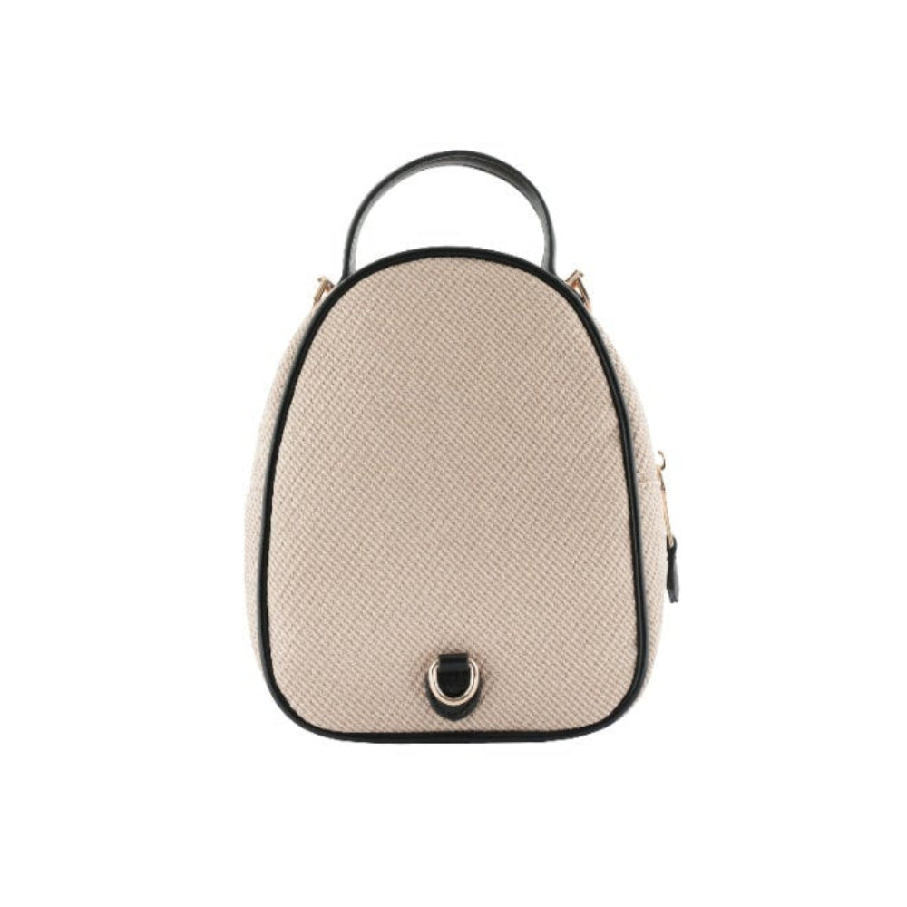 Foska Women's Mini Backpack & Crossbody Bag - Canvas Fabric - Beige - 16x21 cm
