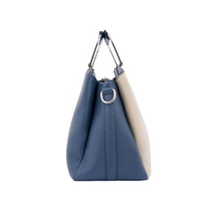 Foska Women's Handbag & Shoulder Bag - Geometric Design, Metal Handle - Blue - Black - Beige - 30x21.5 cm