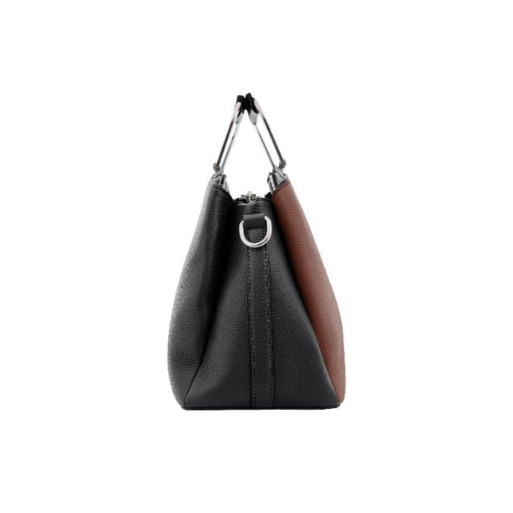 Foska Women's Handbag & Shoulder Bag - Geometric Design, Metal Handle - Blue - Black - Beige - 30x21.5 cm