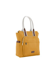 Foska Women's Tote & Backpack Bag 2-in-1 - Multi-Pocket Design - Yellow - Black - 28x32 cm