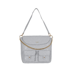 Foska Women's Large Tote & Shoulder Bag - Smooth PU Leather - Black - Grey - 33x30 cm