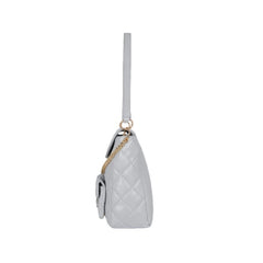 Foska Women's Large Tote & Shoulder Bag - Smooth PU Leather - Black - Grey - 33x30 cm