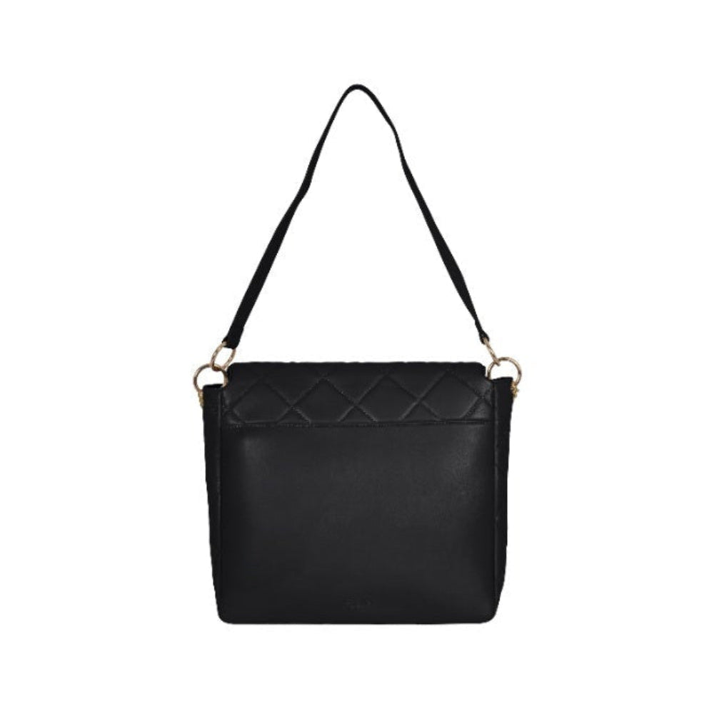 Foska Women's Large Tote & Shoulder Bag - Smooth PU Leather - Black - Grey - 33x30 cm