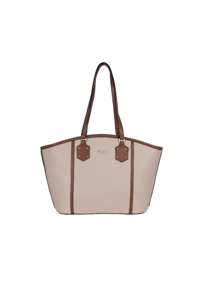 Foska Women's Wide Tote & Shoulder Bag - Two-Tone Design - 47x28 cm