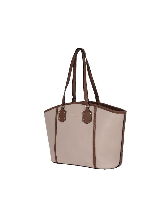 Foska Women's Wide Tote & Shoulder Bag - Two-Tone Design - 47x28 cm