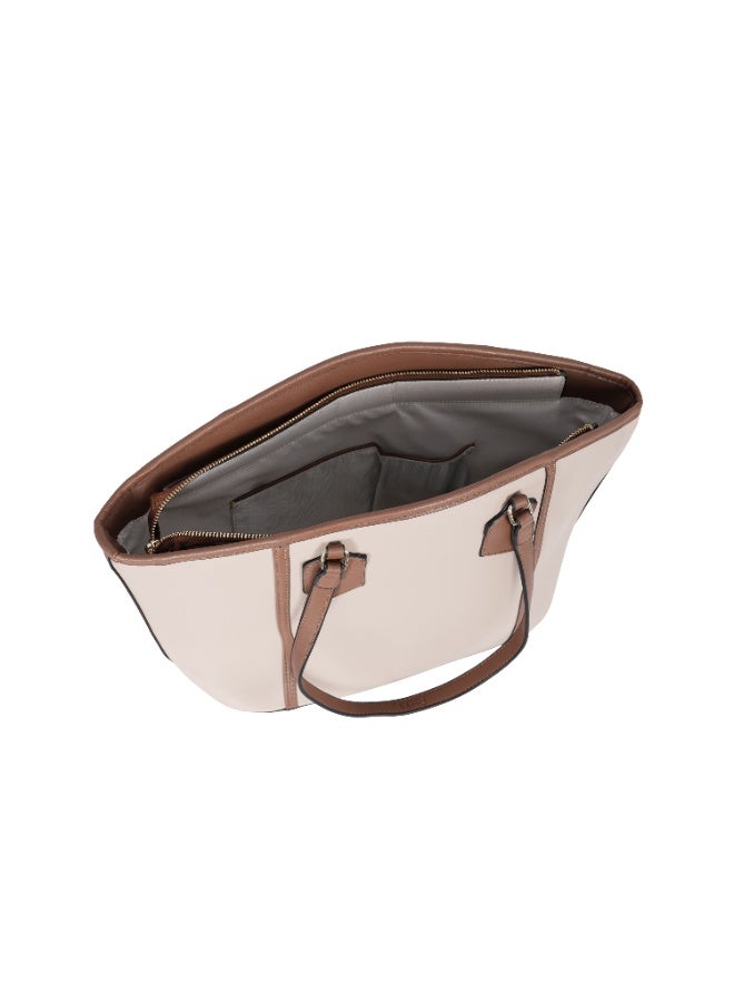 Foska Women's Wide Tote & Shoulder Bag - Two-Tone Design - 47x28 cm